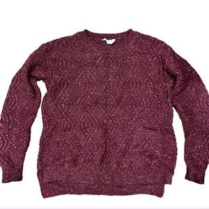 Time and Tru Met Burgundy Mixed Stitch Sweater Size Small
